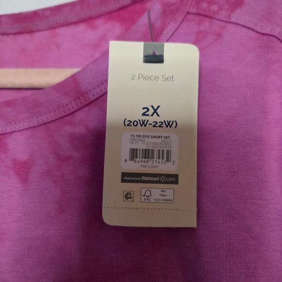Terra & Sky Plus 2X Tie Dye Pink Shorts and Sweatshirt Set 2-Piece - Picture 7 of 12